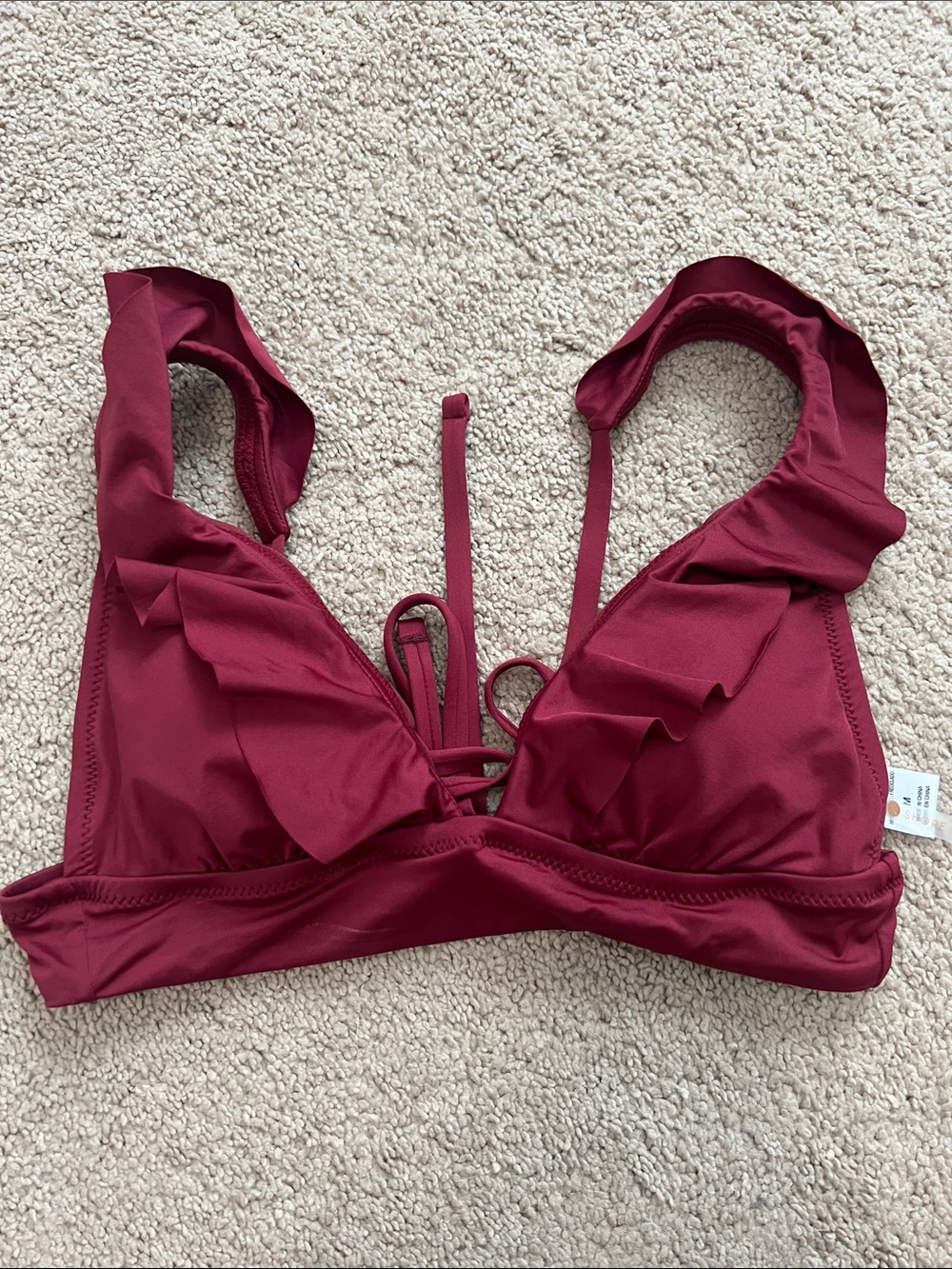 Shade & shore Women's Ruffle Lace-Up Bikini Top